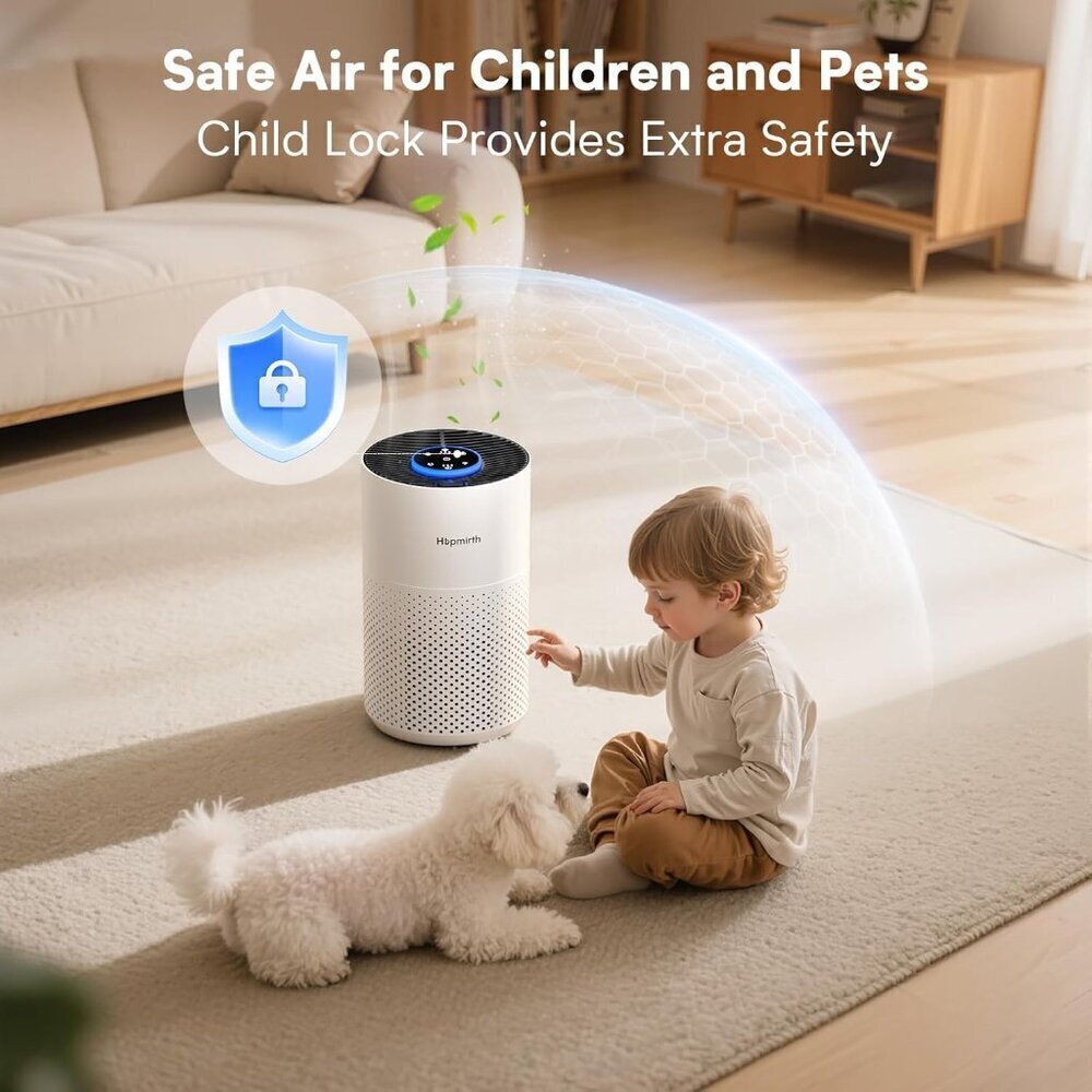 Air Purifiers for Bedroom/Home up to 1080ft² 360° Air Intake Quiet Pet White
